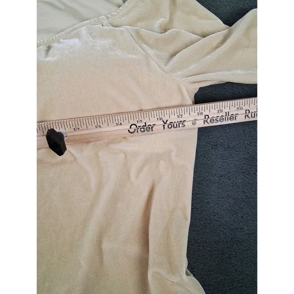 Soft Surroundings Sweater Womens Large Beige Velvet Off Shoulder Long Sleeve Top - Picture 6 of 9